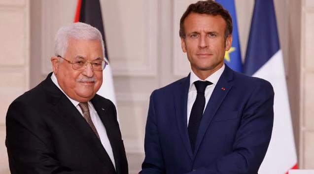 马克龙会见巴勒斯坦总统,重申支持“两国方案”